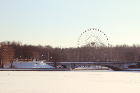 Minsk city. Minsk street. City street. Cityscape. Frost cityのeditorial素材