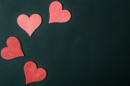 Valentine. Love. Valentine's Day vintage postcard. Love concept for mother's day and valentine's day. Happy Valentine's day hearts on a wooden backgroundの写真素材