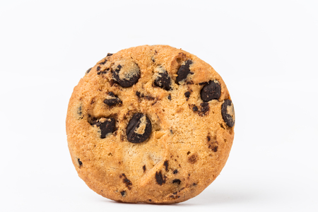 Chocolate chip cookies isolated on white backgroundの写真素材