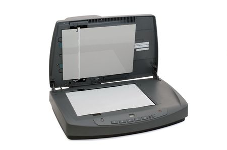 Multifunctional flatbed scanner isolated on whiteの写真素材