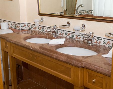 Bathroom in the hotel (interior)の写真素材