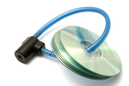 CD locked by padlock and bunch of keysの写真素材