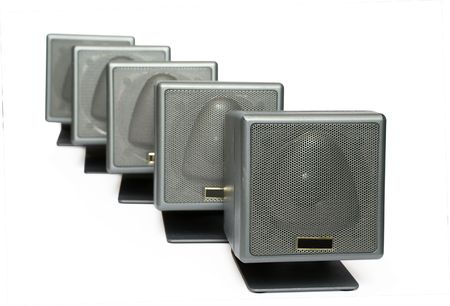 Acoustic speakers isolated on whiteの写真素材