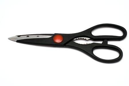 scissors closeup on white background