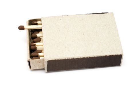 Box of matches isolated on white backgroundの写真素材