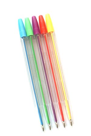 Set of coloured pens isolated on whiteの写真素材