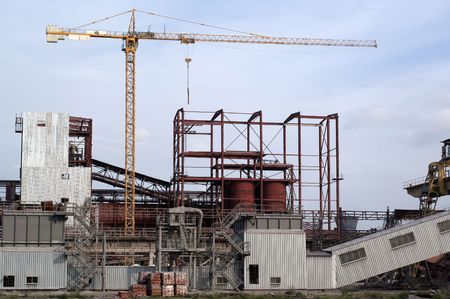 Construction of new workshop on the plantの写真素材