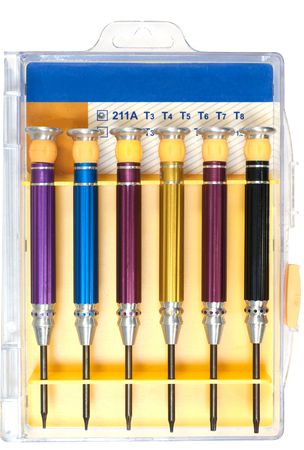 Set of screwdrivers in the plastic boxの写真素材