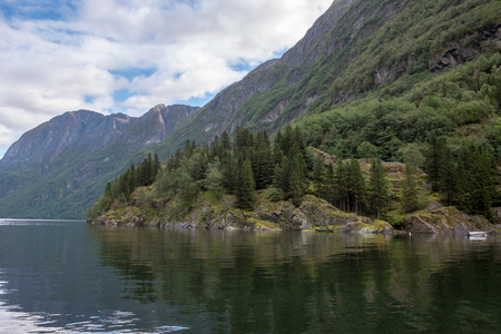 Tranquil fjord in Norwayの写真素材
