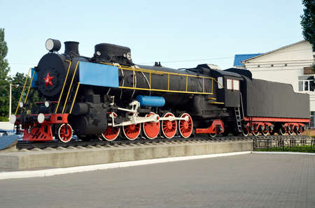 old locomotive as a monumentの写真素材