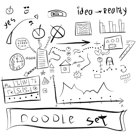 Set of hand drawn infographic elements in doodle styleのイラスト素材