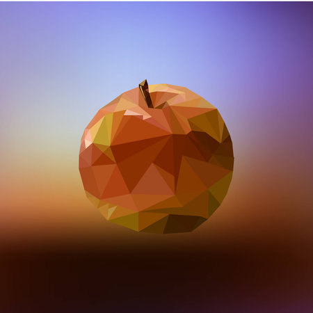 red apple in style low poly on colorful backgroundのイラスト素材