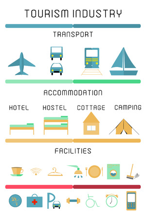 Set of tourism industry. Colorful design elementsのイラスト素材