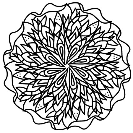 round abstract black and white flower. Circle design elementのイラスト素材