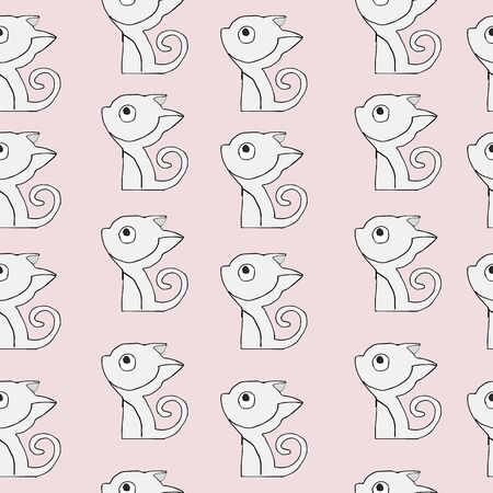 Seamless vector simple pattern with isolated on pink background cartoon cats for your designのイラスト素材