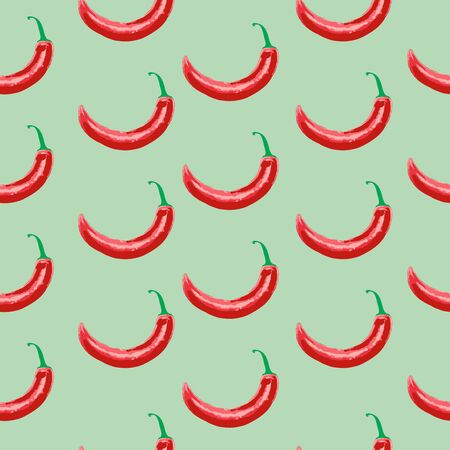 Seamless vector background pattern with isolated red peppersのイラスト素材
