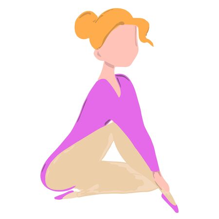 Ballet dancer sitting on floor. Vector silhouette of ballerina in cartoon styleのイラスト素材