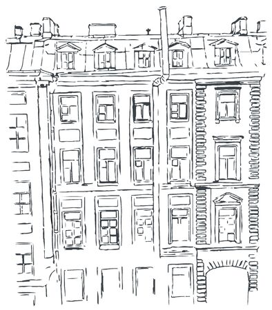 Hand drawn sketch of old buildingのイラスト素材