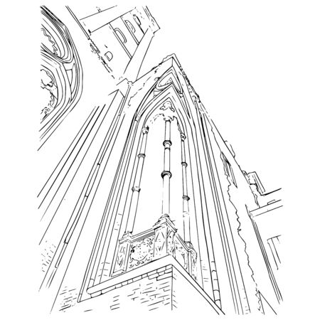 Hand drawn sketch of old building in Italy. Outline vector illustrationのイラスト素材