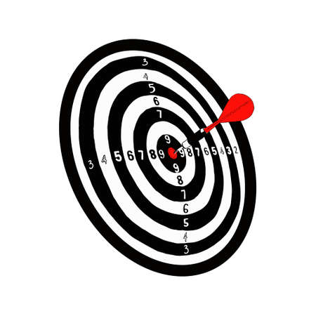 Isolated colourful dart in the top ten in cartoon style. Success concept Vector illustration