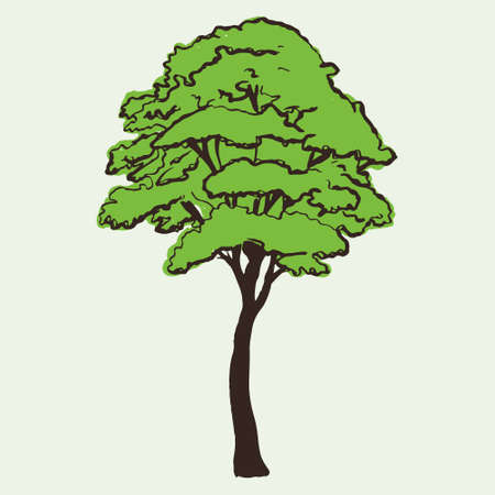 Isolated simple cartoon green tree. Vector illustrationのイラスト素材