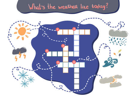 Puzzle for kids whats the weather like today. Educational children crosswordのイラスト素材