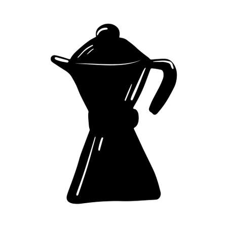 Icon of black geyser coffee pot in simple minimal style. Vector illustrationのイラスト素材