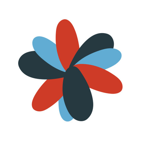 Colourful abstract symbol of flower in retro style. Vector illustrationのイラスト素材