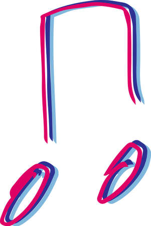 Vector illustration of hand drawn colored music notes in doodle styleのイラスト素材