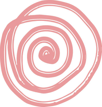 Outline decorative pink spiral in doodle kids styleのイラスト素材