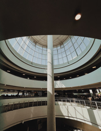Architecture of the airport interior design with window and column