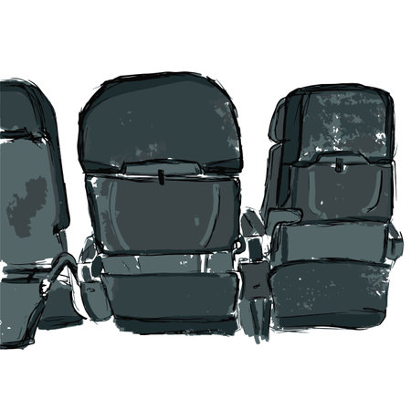 Doodle illustration of aircraft seats rear view isolated on whiteのイラスト素材