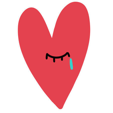 Heart symbol with inside crying eye isolated on white. Conception of sadness, crying, tragedy feelingsのイラスト素材