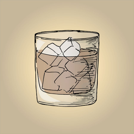 Illustration cola with ice in a glassのイラスト素材