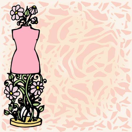 Illustration mannequin, tools for fashion design, backgroundのイラスト素材