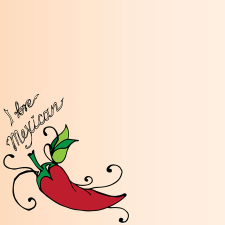 Illustration of Mexico. Chili pepper. I love Mexican.のイラスト素材