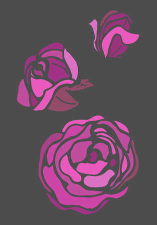Illustration of purple rose petals on a gray backgroundのイラスト素材