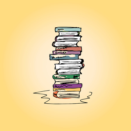 Illustration of books, hand-drawingのイラスト素材
