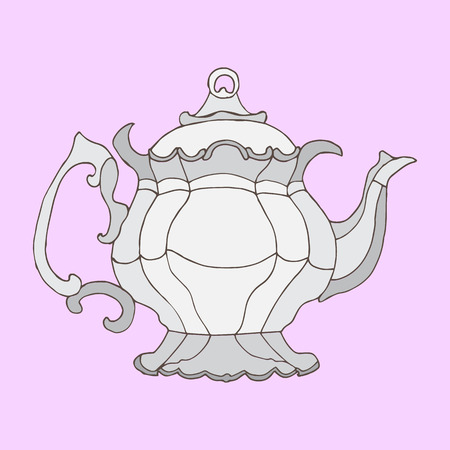 Illustration kettle. beautiful teapotsttle on a pink background.のイラスト素材