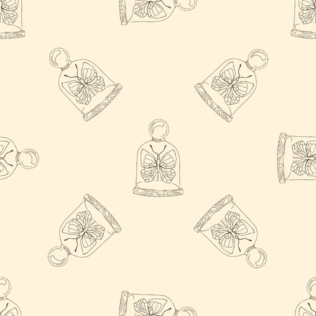 Illustration butterfly under the dome. Seamless pattern.のイラスト素材