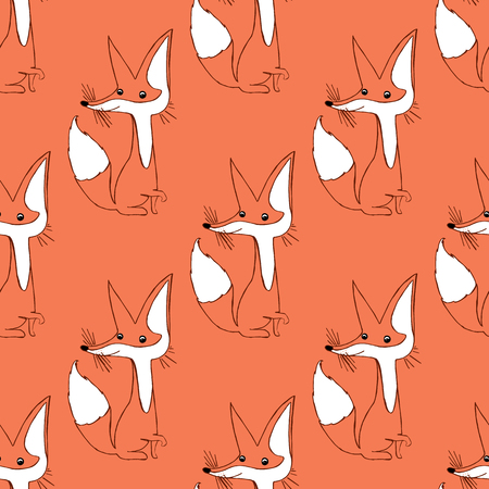 Illustration of a fox. Cute animals. Seamless pattern.のイラスト素材