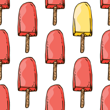 Illustration of sweets. Assorted ice cream. Happy holiday. Seamless pattern.のイラスト素材