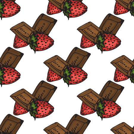 Illustration. Chocolates with strawberries. For you happy holiday. Seamless pattern.のイラスト素材