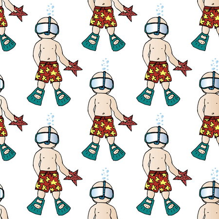 Illustration on the theme of leisure. Relax on vacation. Students are on vacation. Useful sports. Seamless pattern.のイラスト素材