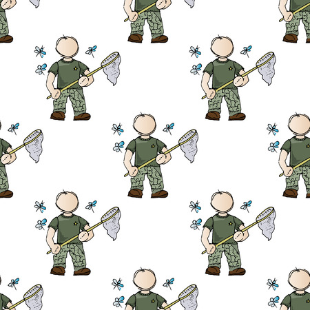 Illustration on the theme of leisure. Relax on vacation. Students are on vacation. Useful sports. Seamless pattern.のイラスト素材