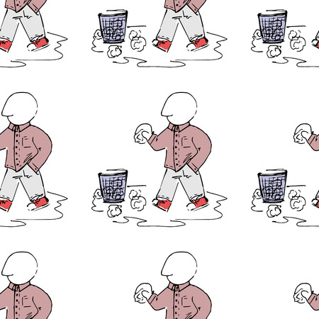 Educational illustration. People at work. Study, session, library, student life. Seamless pattern.のイラスト素材