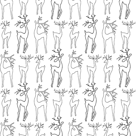 Hand-drawn illustrations. Greeting card with deer. Seamless pattern.のイラスト素材