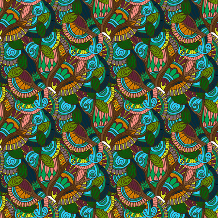 Hand-drawn illustrations. Color natural abstraction. Seamless pattern.のイラスト素材