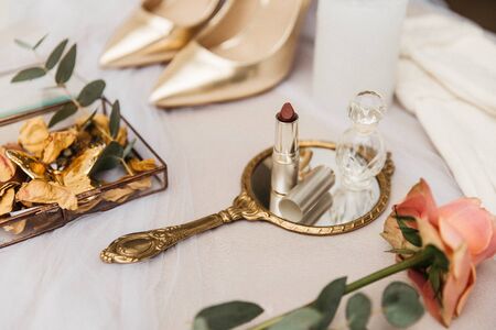 details of the wedding morning of the brideの写真素材