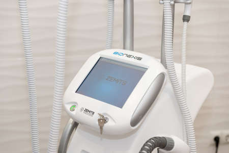 Kiev, Ukraine - June 12, 2019: Vacuum roller LPG device for massage Zemits Bionexisのeditorial素材